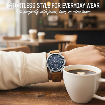 Distinctive Mens Analog Chronograph Watches with Auto Date & Multi Subdials, Fashion Casual Sport Quartz Wrist Watches with Luminous, 3ATM Waterproof, Valentines Day Gifts for Him, Boyfriend, Husband, Dad