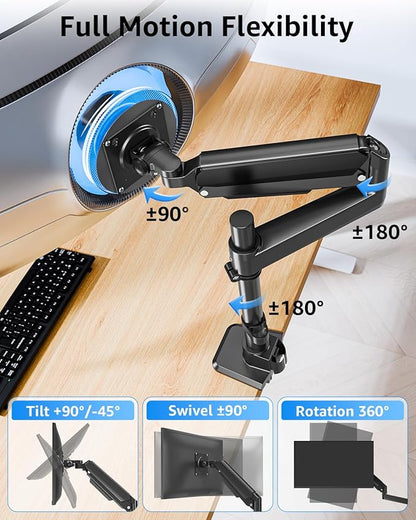 MOUNTUP Heavy Duty Monitor Arm Fits 49 45 42 40 39 34 32 Inch Screens, Ultrawide Monitor Arm Holds 4.4-44 lbs, Monitors Stand for Samsung Odyssey G9 and More, Gas Spring Height Adjustable, VESA Mount