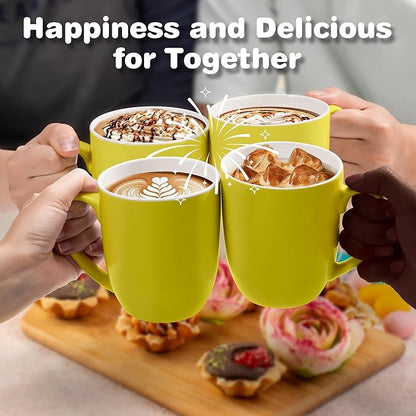 Urbanstrive 16 oz Large Coffee Mug with Handle Tea Cup Novelty Coffee Cup Idea Gift for Men Women Office Work (Yellow)