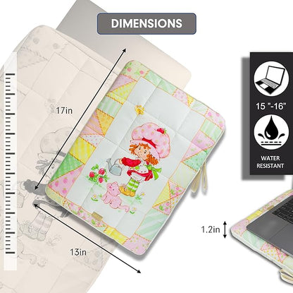 Sonix | Puffy Laptop Sleeve | 15-16 Inch, Quilted Pillow Puffer Laptop Carrying Case, Computer Sleeve | Strawberry Shortcake Patchwork Floral