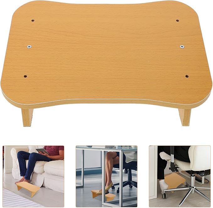 Under Desk Wood Foot Rest Non-Slip Footstool for Office and Home Use Ergonomic Feet Stand with Fine Texture Surface for Comfortable Leg Support and Improved Posture