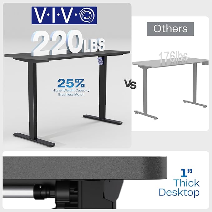 VIVO Electric 55 x 28 in Standing Desk, Memory Height Adjustment, 1B Series, One-Piece Rustic Vintage Brown Top, Gray Frame, DESK-KIT-1G55N