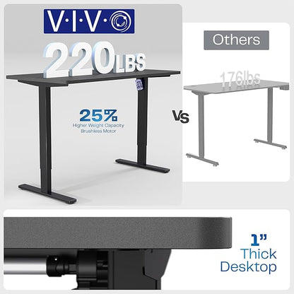 VIVO Electric 55 x 28 in Standing Desk, Memory Height Adjustment, 1B Series, One-Piece Rustic Vintage Brown Top, Gray Frame, DESK-KIT-1G55N