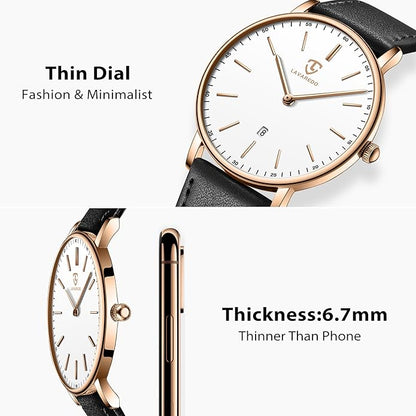 BEN NEVIS Watch, Mens Watch, Minimalist Fashion Simple Wrist Watch Analog Date with Leather Strap