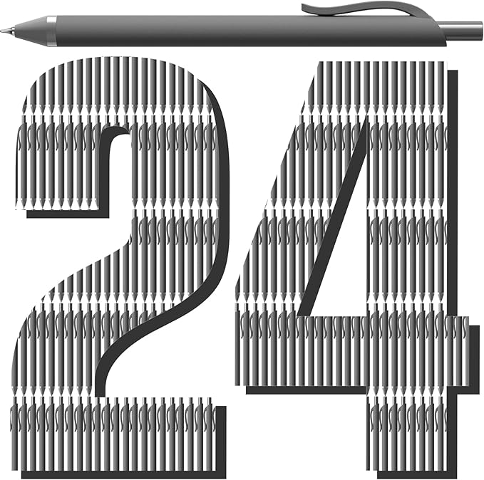 24 Pcs Gel Pens - 0.7mm Black Ink Pens Fine Point Retractable Smooth Writing - Quick-Drying Soft Grip Pen for Journaling Cute School & Office Supplies