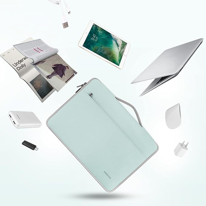 DOMISO 14 inch Laptop Case Sleeve Protective Cover Compatible with 15 inch MacBook Air M4 M3 M2,MacBook Pro,14-15 inch HP Dell ASUS Lenovo Chromebook,Waterproof Computer Cases Bag,Mint Green