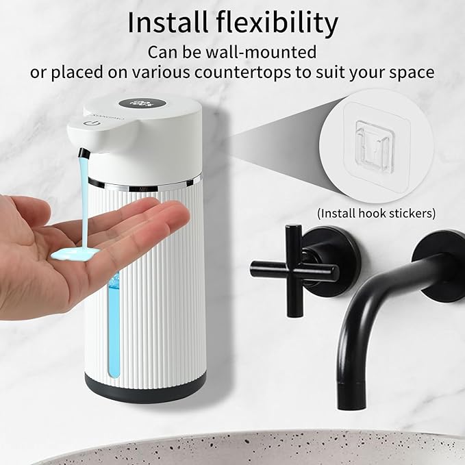 Automatic soap Dispenser,rechargeability touchless Dish Soap Dispenser，4-Level Adjustable，for Kitchen, Bathroom, Hotel, Restaurant (Foam White)