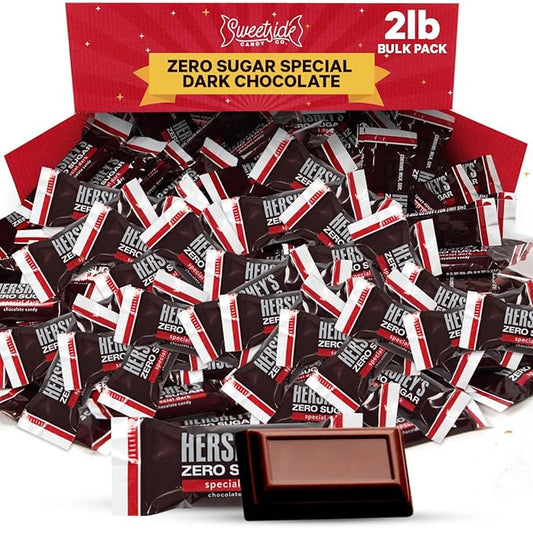 Zero Sugar Special Dark Chocolate Candy Bulk Pack - Individually Wrapped Sugar Free Chocolate Candy Bar Snack Size for Office Cravings, On the Go Snacking and Party Favors, 2lb
