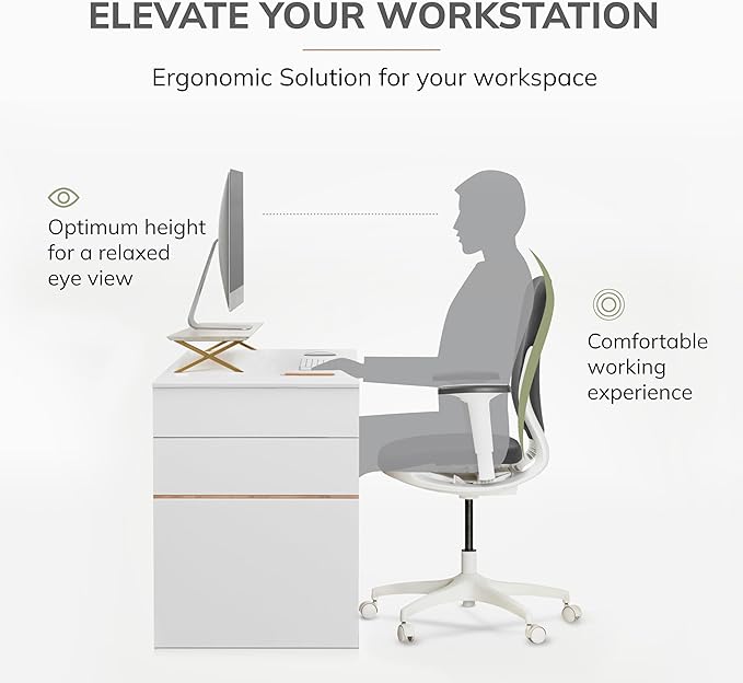 Anji Mountain Wooden Monitor Stand - Elegant Monitor Riser, Perfect Monitor Stand for Desk Organization, Durable Wood Construction monitor stands, Enhances Ergonomics and Workspace Efficiency,Walnut
