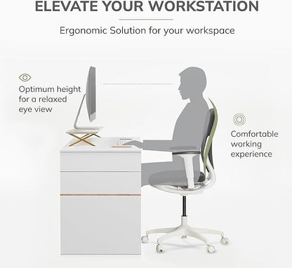 Anji Mountain Wooden Monitor Stand - Elegant Monitor Riser, Perfect Monitor Stand for Desk Organization, Durable Wood Construction monitor stands, Enhances Ergonomics and Workspace Efficiency,Walnut