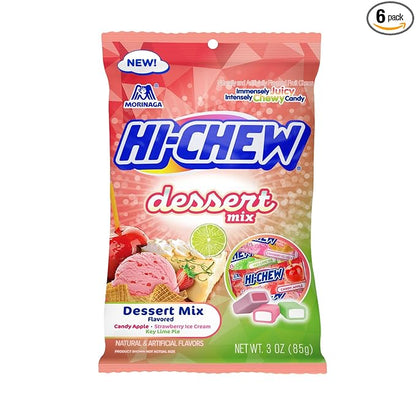 HI-CHEW Dessert Mix, 6 Bags, 3oz Each - Apple, Key Lime Pie, Strawberry Ice Cream - Unique Fun Soft & Chewy Candy - Immensely Creamy Fruity Candy Flavors - Individually Wrapped for Sharing
