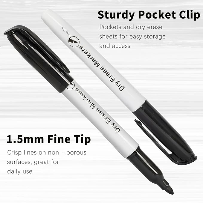 V-Opitos 144 Pack Fine Tip Dry Erase Markers - Bulk Whiteboard Erasable Black Markers, Ideal for School Classroom Office Supplies, Non-Toxic & Easy Clean for White board