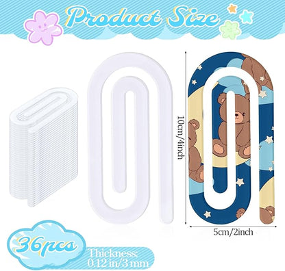 36 Pcs Sublimation Blanks Acrylic Paper Clips, 4" x 2" Jumbo Sublimation Paperclips Blanks Large Personalized Paper Clips for Heat Transfer Crafts Bookmarks Office Gifts DIY Supplies