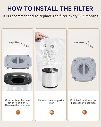 Air Purifiers for Home Large Room up to 1500ft², Tailulu H13 True HEPA Air Purifier for Pets Dust Odor Smoke, Air Purifier for Bedroom with 15dB Quiet Sleep Mode for Bedroom Office Living Room