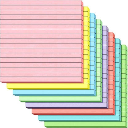 8 Pads Big Sticky Notes 11 x 11 Inch Lined Jumbo Large Sticky Notes for Wall,Giant Strong Power Memo Square Post for Office, 25 Sheets/Pad(Pastel Color)