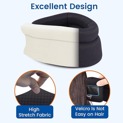 Neck Support Brace for Snoring Sleep Apnea, Soft Cervical Collar for Cervicorrect, Pain Relief, Posture Corrector, Sprainand(Black, 14-16.5 inch)