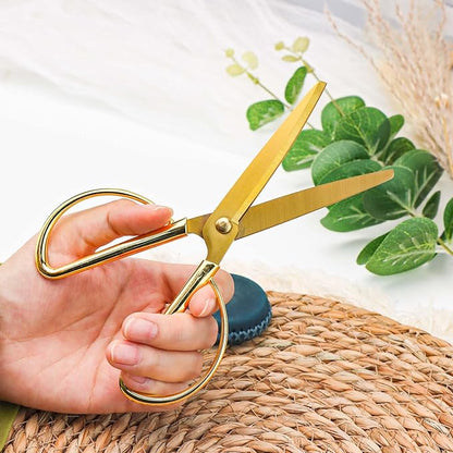 NatSumeBasics 6.5“ Gold Scissors Vintage Craft Tailor Scissors Stainless Steel Professional Fabric Dressmaker Shears for Cutting Cloth Leather (Vintage)