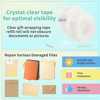 OWLKELA 24 Rolls Transparent Tape Refills, Clear Tape, All-Purpose Transparent Glossy Tape for Office, Home, School (Pack of 2)