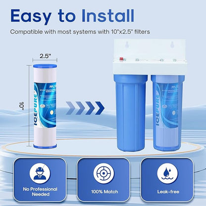10" x 2.5" Pleated Sediment Water Filter Cartridge Replacement Any 10 inch RO Unit, Compatible with R50, Dupont WFPFC3002, Whirlpool WHKF-WHPL, GE FXWPC, Hydronix SPC-25-1050, Watts FM-50-975 4PACK