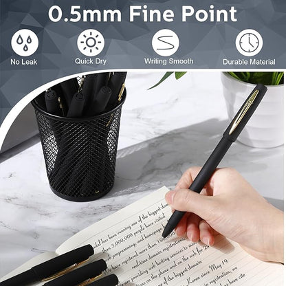 Outus 150 Pcs Black Gel Ink Pens Rollerball Pens Bulk 0.5mm Black Pen Bulk Ultra Fine Point Roller Ball Pens Gel Pens for Office, School, Writing, Taking Notes, Sketching