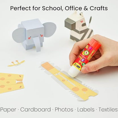 AMOS Glue Sticks — 22 g (0.78 oz), 20 Sticks in Display Box, Kid’s Design for Classroom, Home & Crafts — Washable, Non-Toxic, Acid-Free