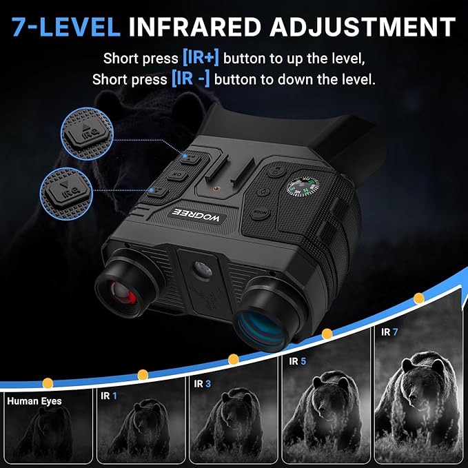 Night Vision Goggles, 4K Night Vision Binoculars for Adults, 36MP Photo, 5000mAh Rechargeable Battery, 1300FT Range, 8X Digital Zoom, Infrared Vision, 32GB SD, Flashlight & Compass for Camping
