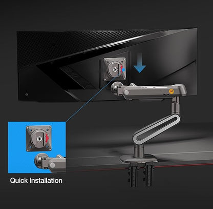 Gaming Arm for Flat/Ultrawide/Curved Monitors 27 to 50 inch, Heavy Duty Monitor Stand Load up to 18 kg, VESA 75/100 mm Monitor Mount A6