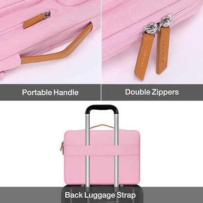MOSISO 360 Protective Laptop Case 16 inch, 15-15.6 inch Laptop Sleeve Compatible with MacBook Pro 16, HP, Acer, Dell, Lenovo, ASUS, Side Open Carrying Case with 4 Zipper Pockets&Handle, Pink