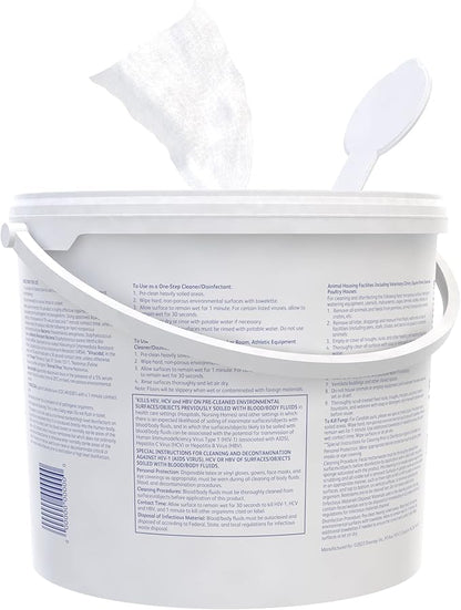 Oxivir Diversey 1 100850924 Disinfectant Cleaning Wipes, Virucidal, Pre-Moistened with Accelerated Hydrogen Peroxide AHP, Unscented, 160 Extra Large 11x12-Inch Wipes, 1-Bucket (Pack of 4)