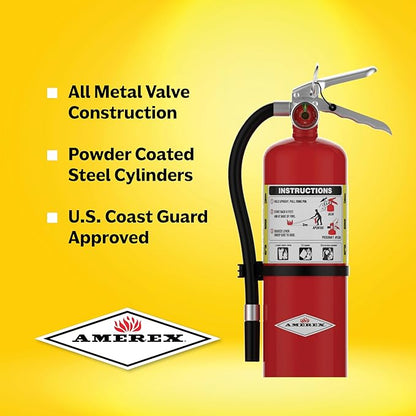 Amerex B402, 5lb ABC Dry Chemical Class A B C Fire Extinguisher, with Wall Bracket, 6 Pack