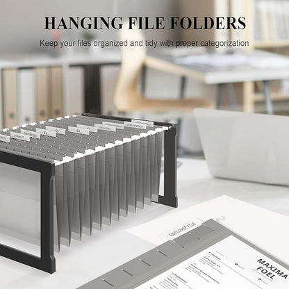 ViVin Hanging File Folders, 1/5-Cut Adjustable Tabs with 24 Per Box, 1 Inch Expansion, 24 Pack Letter Size Hanging File Folders, Designed for Office Home School Filing Cabinet(Gray)