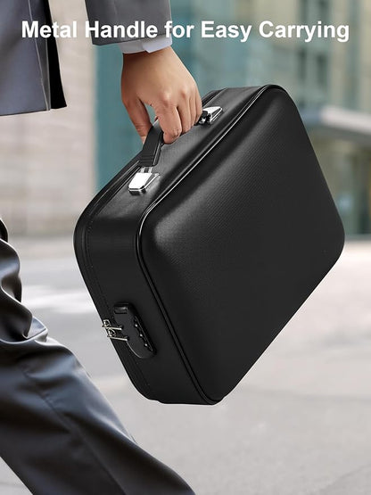 SMARTAKE Fireproof Document Box with Lock, Hard Case Waterproof Safe Box File Organizer, for Important Documents Papers Passports Certificates Laptop Money Safe Storage, Black (15x11.5x5.5 Inch)