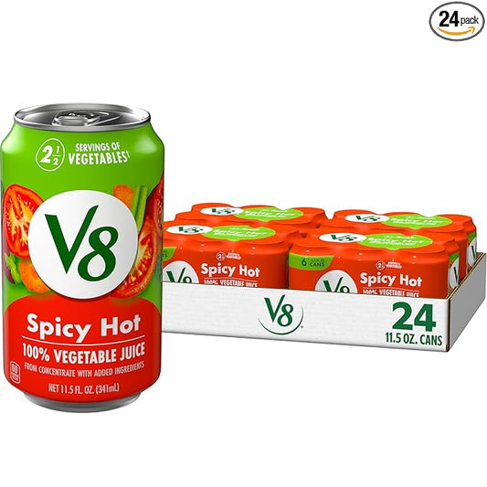 V8 Spicy Hot 100% Vegetable Juice, 11.5 fl oz Can (24 Pack)