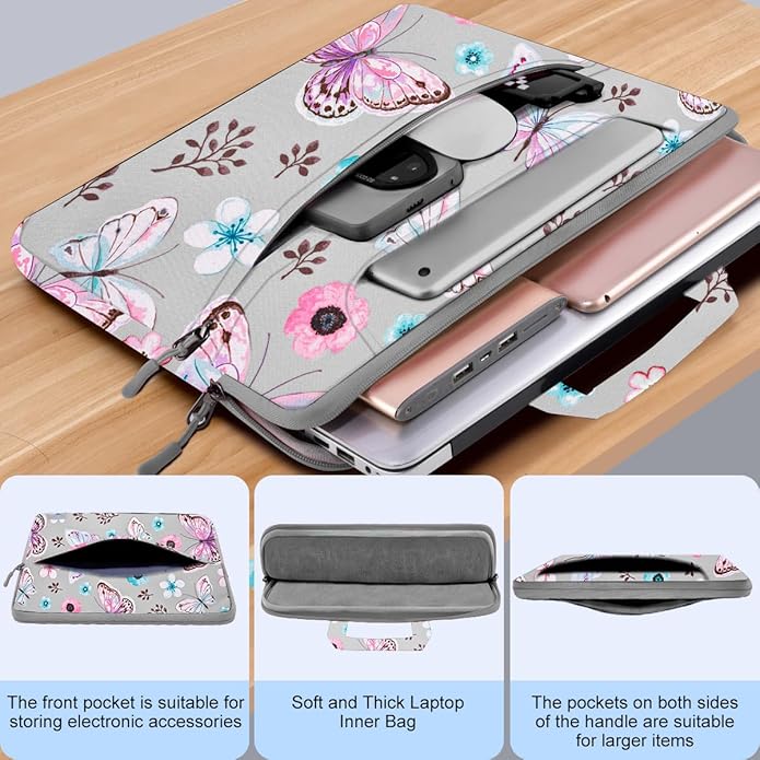 Universal Laptop Shoulder Bag 13-17.3 Inch Shockproof Briefcase with Multi-Pockets & Adjustable Strap for MacBook Pro/Air
