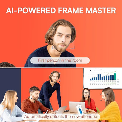 Video Conference Camera 4K Webcam, Smart Gesture-Control Focus, AI Auto-framing w/ 110° FoV, Noise Reduction & Echo Cancellation 6 Microphones, for Video Conferencing Streaming, w/Cover