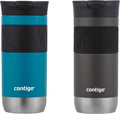 Contigo Byron 2.0 Stainless Steel Travel Mug with SNAPSEAL Lid 16oz. 2 Pack Sake/Juniper
