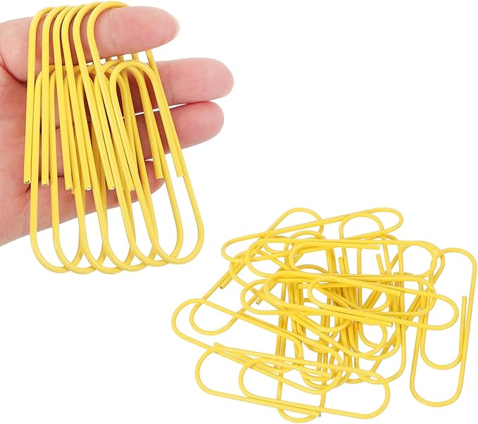 PATIKIL 4 Inch Large Paper Clip, 30PCS Big Paper Clip Extra Large Huge Metal Giant Clips Rust-Proof Strong Durable Bulk Cute for Home Office Accessories Bookmark, Yellow