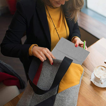 Allinside 11-12 inch Laptop Sleeve Case Compatible with MacBook Air 11 2010-2015/MacBook 12 2015-2017, Waterproof PU Leather Laptop Sleeve Bag Protective Vertical Case Cover, Gray
