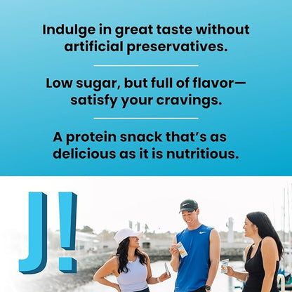 JiMMYBAR! - Sea Salt Caramel Cookies N' Cream - 19g High Protein Bars - 7g Sugar - 12 Count - 58g Health Bars - Natural Peanut Butter Core - Caffeinated Protein Bar For Energy- Hand Drizzled Chocolate