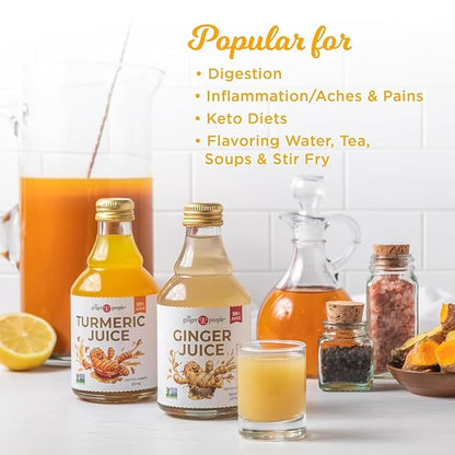 The Ginger People Ginger & Turmeric Juice Set | Digestion + Anti-Inflammatory | 8 Fl Oz (Pack of 2)