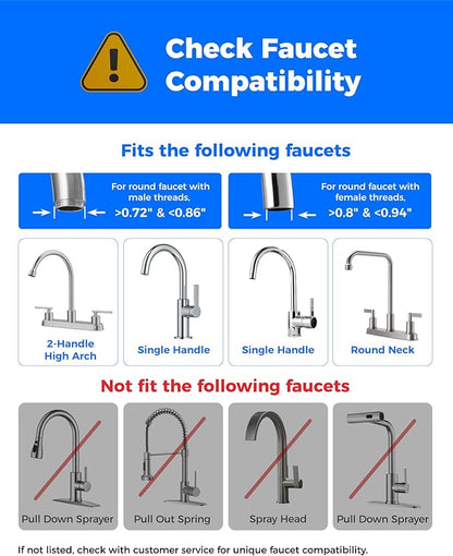 Waterdrop Water Filter for Sink Faucet, 8000 Gallons Countertop Water Filter System and Filter Life Reminder, Reduces Heavy Metals, Bad Odor, and 99% Chlorine, WD-CTF-05 (2 Filter)