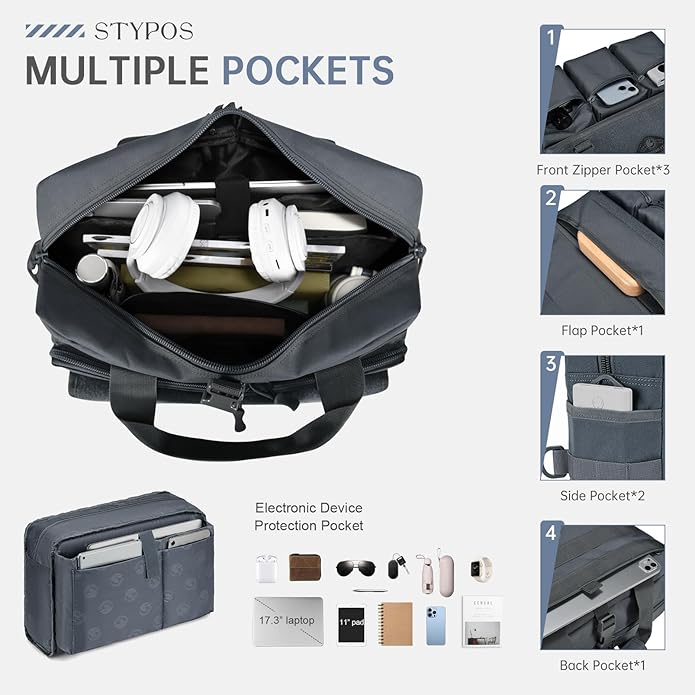 Large Tactical Laptop Bag for Men, Military 17.3 Inch Computer Bag Briefcase with Passport Wallet, Carry on Messenger Bag