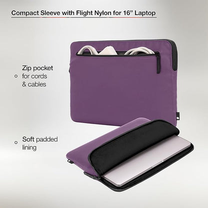 Incase Compact Laptop Sleeve with Flight Nylon - 16 Inch MacBook Pro and Laptop Case – Slim Computer Sleeve with Faux Fur Lining, Front Accessory Pocket with Zipper - Nordic Mauve