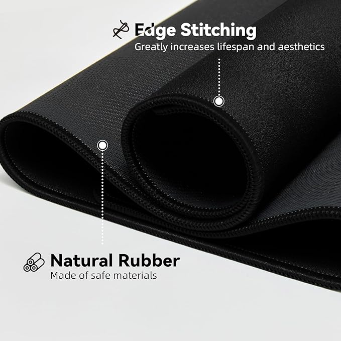 Large Gaming Mouse Pad with Durable Stitched Edges, Non-Slip Rubber Base, Black Mousepad Mouse Mat Desk Pad for Home Office Gaming, 35.4''x15.7''x0.12'', Black