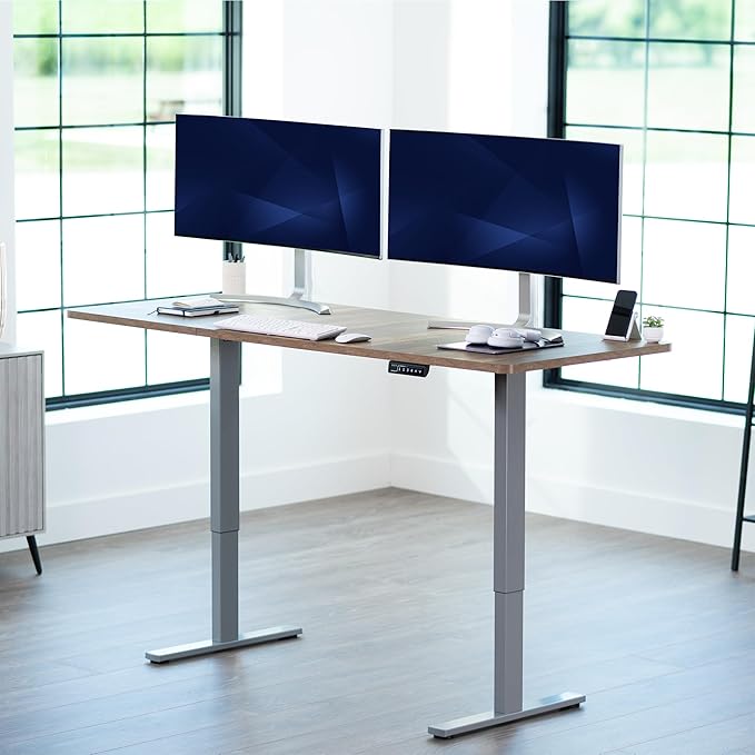 VIVO Electric 71 x 30 in Standing Desk, Memory Height Adjustment, 1B Series, Reclaimed Wood Top Gray Frame, DESK-KIT-1G7P