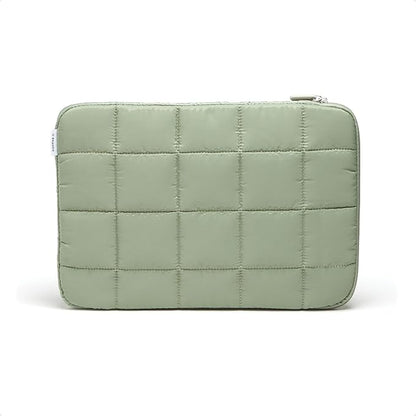 U Brands Nylon Puffer Zipping Large Laptop Sleeve, 10.5" x 15", Computer Accessories, Laptop Bag for MacBook Pro, MacBook Air, Chromebook, HP Computer, Matcha Green