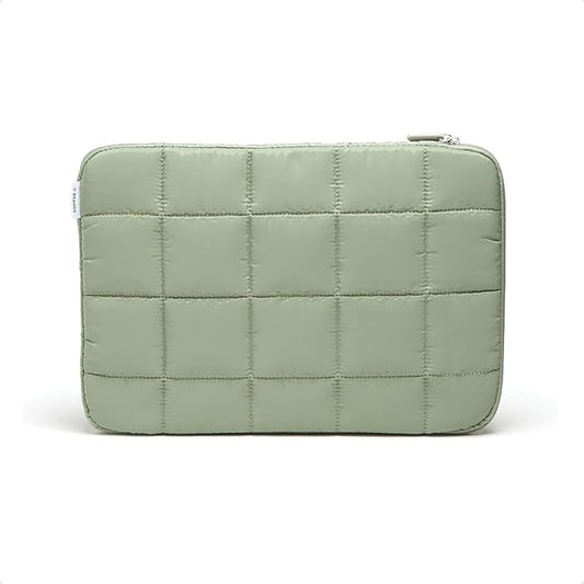 U Brands Nylon Puffer Zipping Large Laptop Sleeve, 10.5" x 15", Computer Accessories, Laptop Bag for MacBook Pro, MacBook Air, Chromebook, HP Computer, Matcha Green