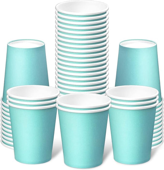 Paper Cups 8 oz 50 Pack, Disposable Paper Coffee Cups for Hot or Cold Beverage Drinking for Party, Picnic, BBQ, Travel, and Event -Blue