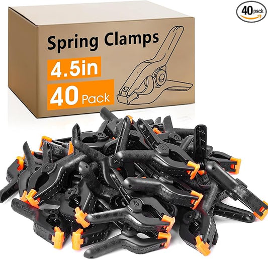 40 Pack 4.5 inch Plastic Spring Clamps, Black Heavy Duty Clips, Backdrop Clips, Woodworking Clamps, Plastic Clamps for Crafts, Backdrop Stand, Woodworking, Photography