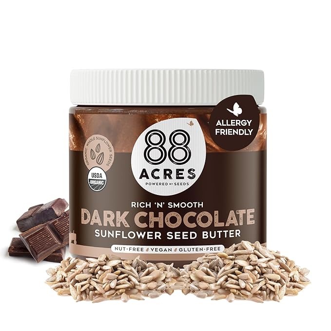 88 Acres Organic Sunflower Seed Butter | Dark Chocolate | Keto-Friendly, Vegan, Gluten Free, Dairy Free, Nut-Free Seed Butter Spread | 14 oz | 2 Pack